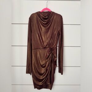 Significant Other Liliana Mini Dress Chocolate with gold shimmer NWT 4